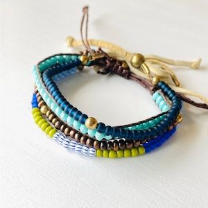 Stack of beaded bracelets